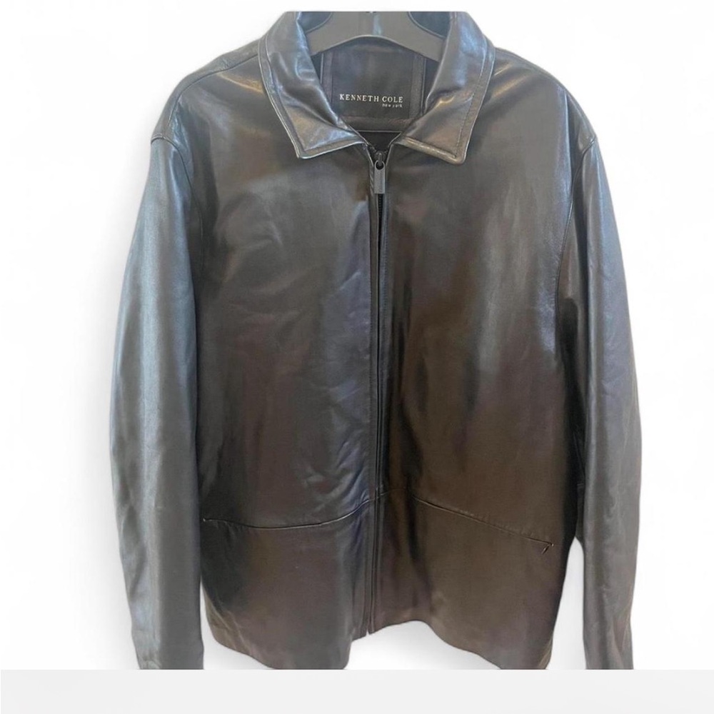 Kenneth Cole men’s Black/brown Leather Jacket size XL in good condition